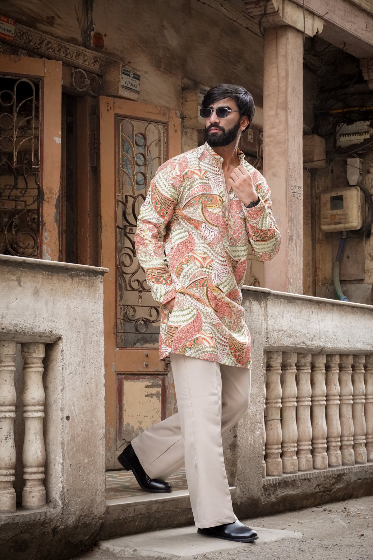 Ivory Multicolour Printed Kurta