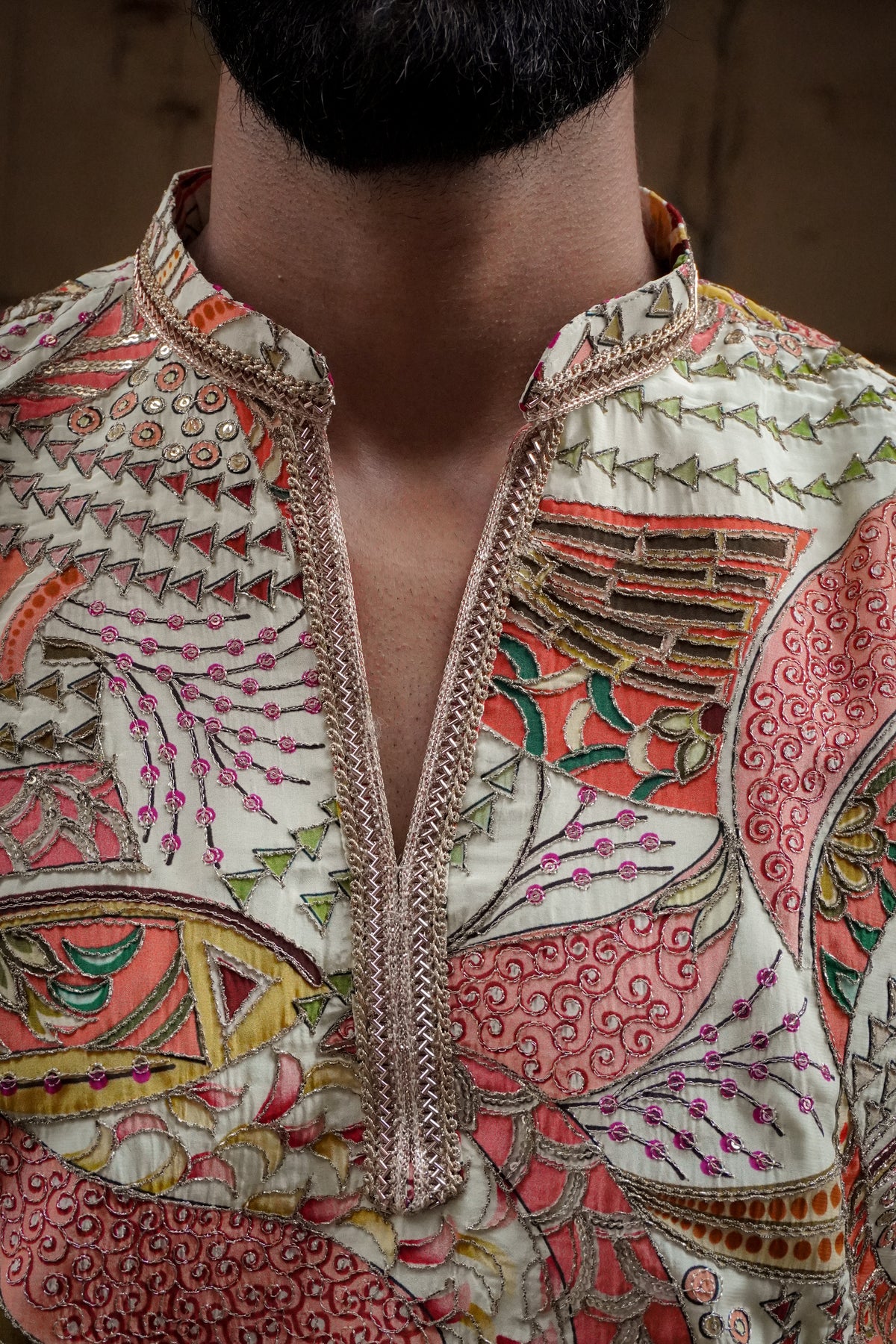 Ivory Multicolour Printed Kurta