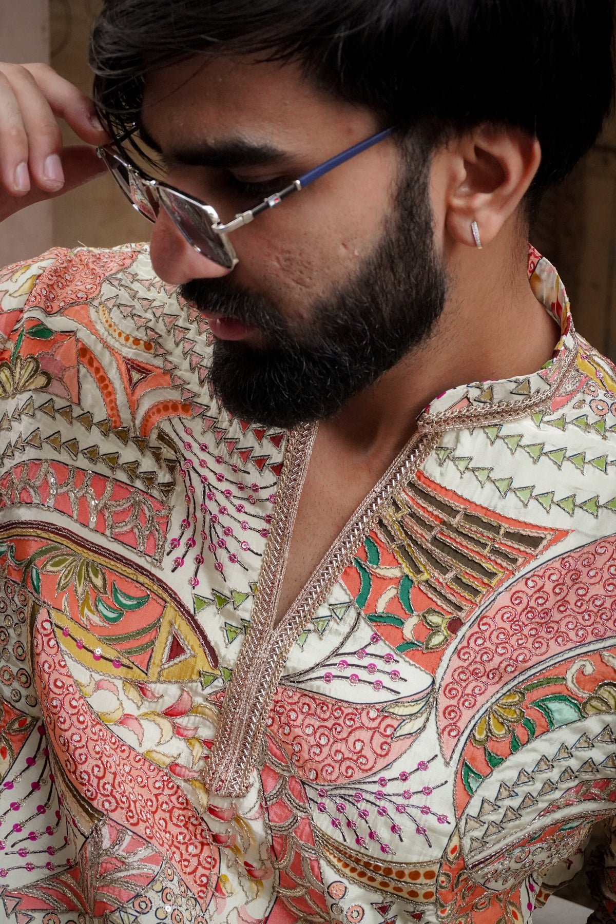 Ivory Multicolour Printed Kurta