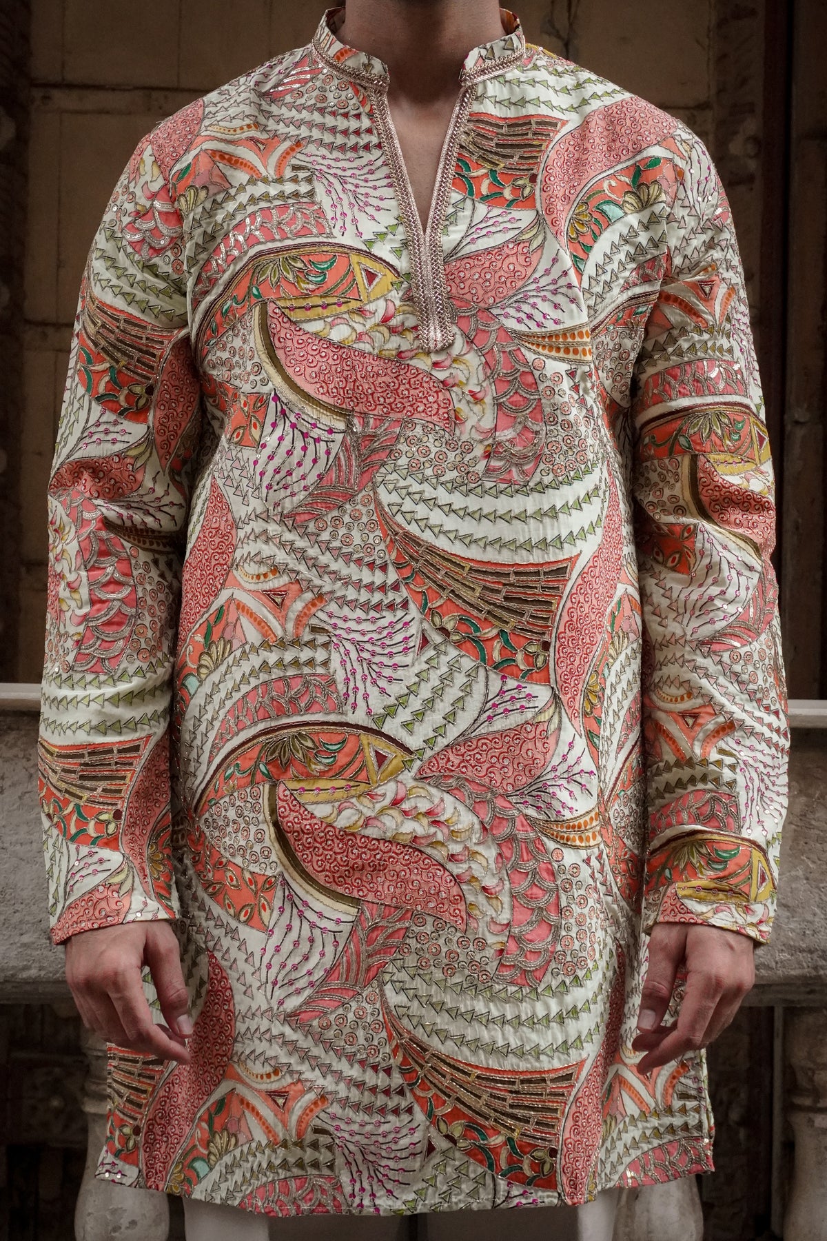 Ivory Multicolour Printed Kurta