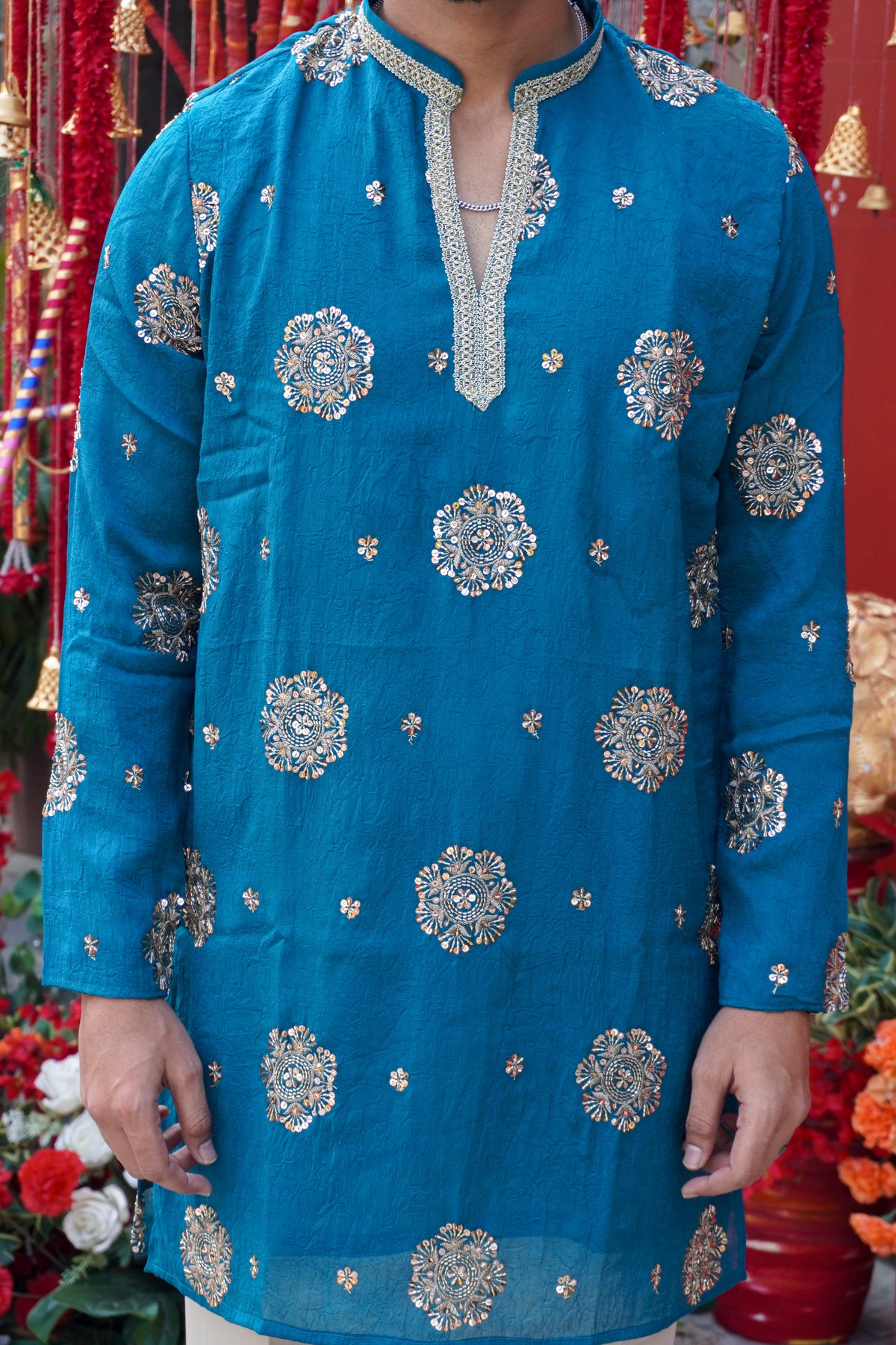 Zavian Teal Kurta