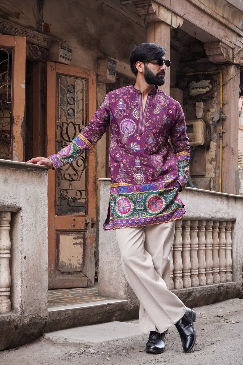 Yugant Plum Kurta
