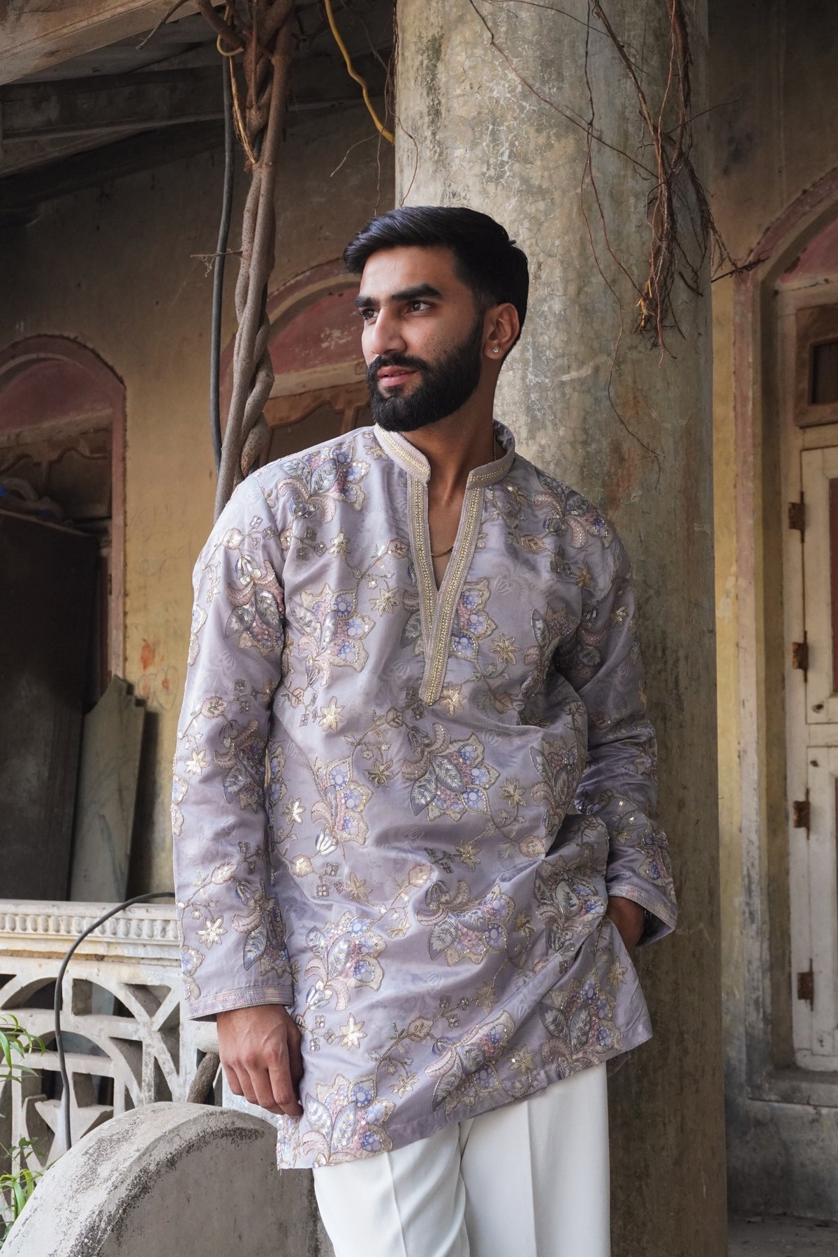 Gulnaar Embroidered Kurta side pose